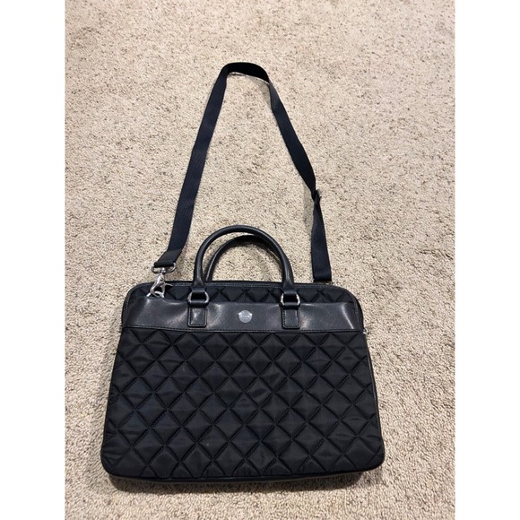KNOMO AVIGNON 13” Black Quilted LAPTOP BRIEF Bag Travel Work Career NICE B23 - Picture 1 of 14